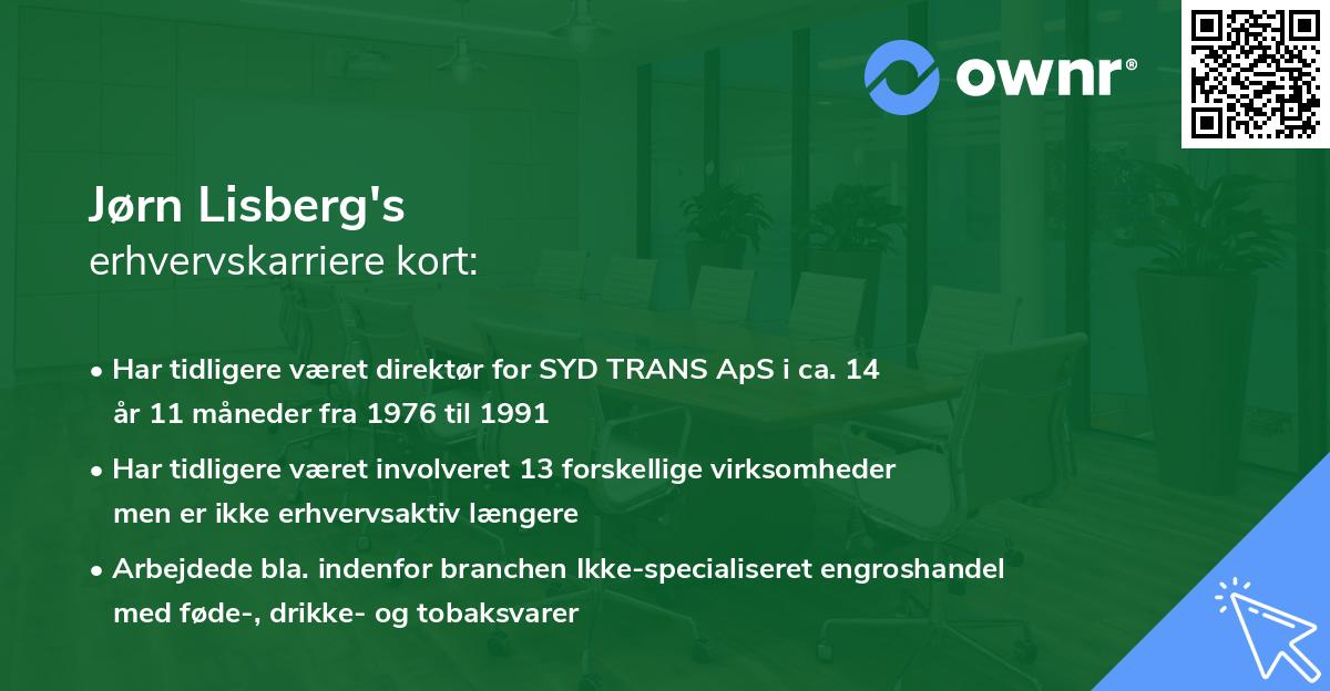 Jørn Lisberg's erhvervskarriere kort
