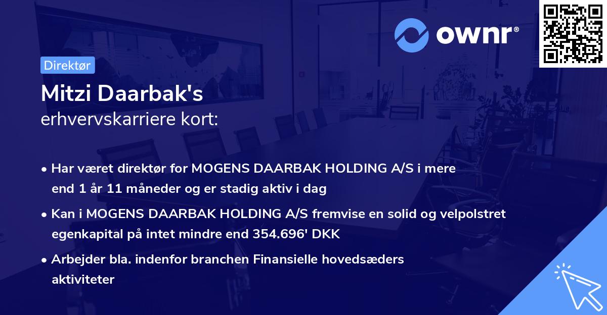 Mitzi Daarbak's erhvervskarriere kort