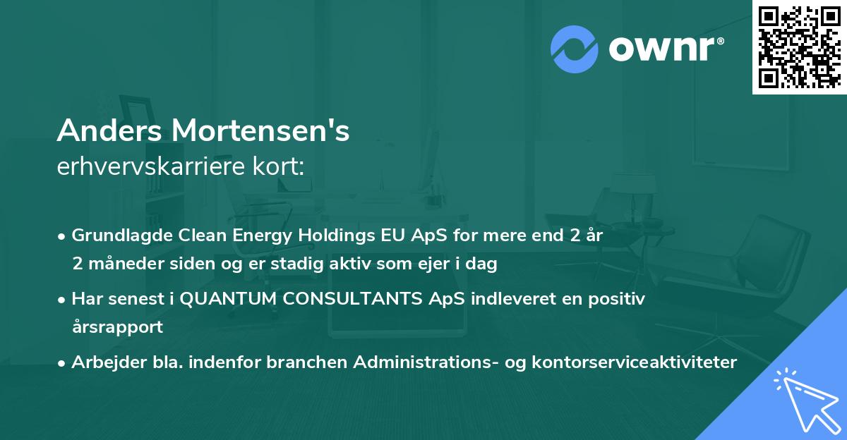 Anders Mortensen's erhvervskarriere kort