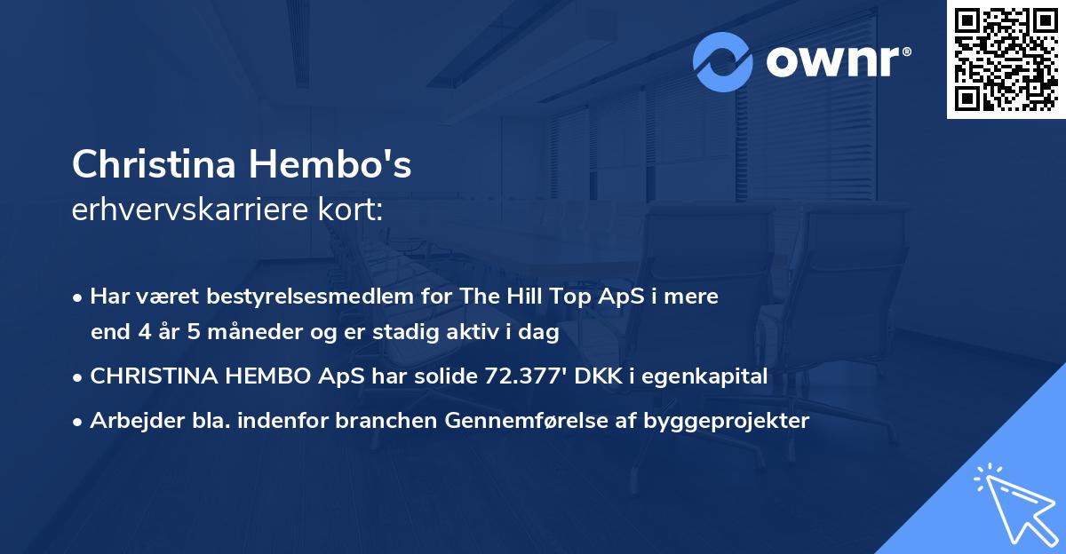 Christina Hembo's erhvervskarriere kort