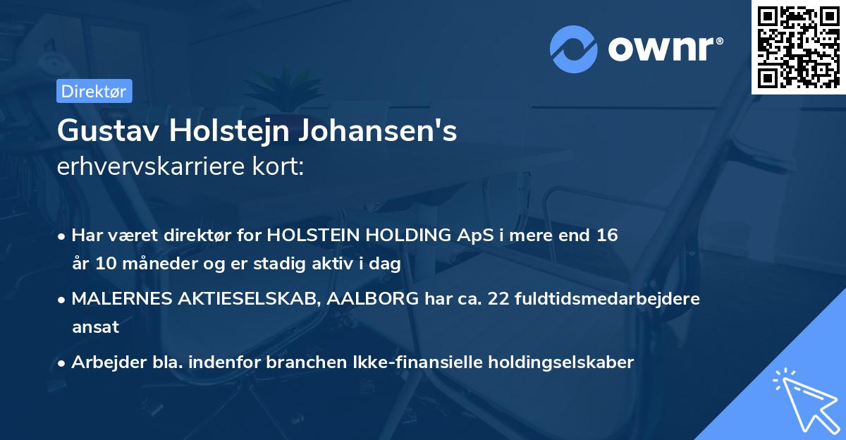 Gustav Holstejn Johansen's erhvervskarriere kort