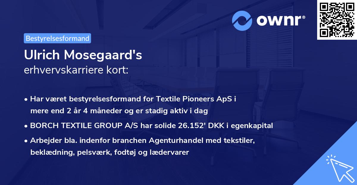 Ulrich Mosegaard's erhvervskarriere kort