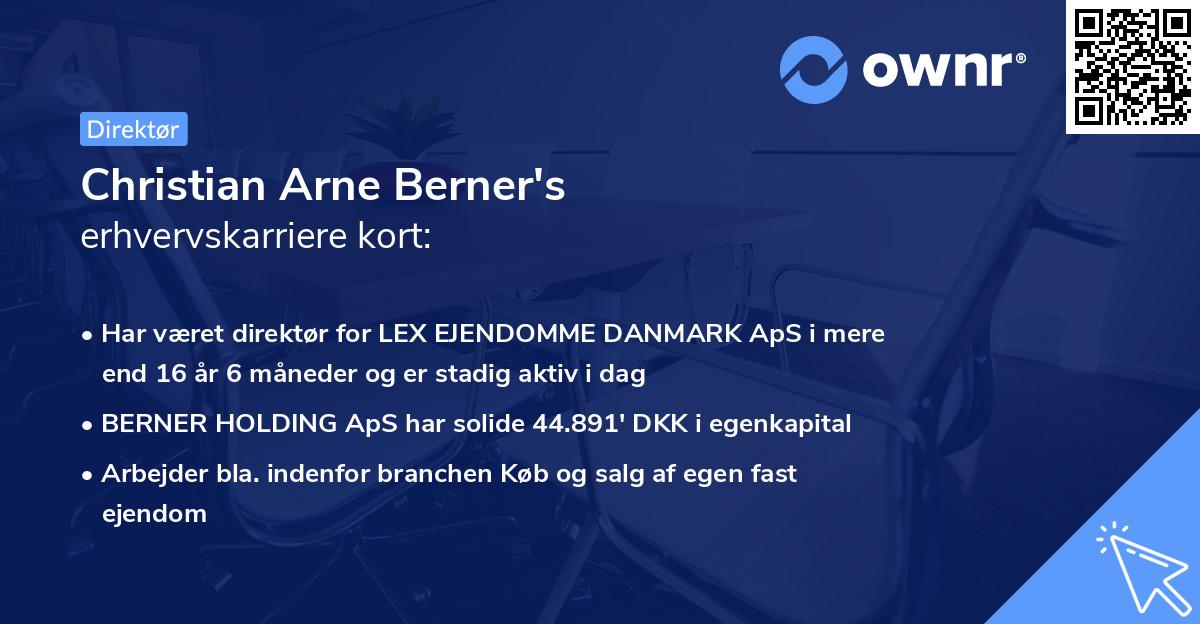 Christian Arne Berner's erhvervskarriere kort