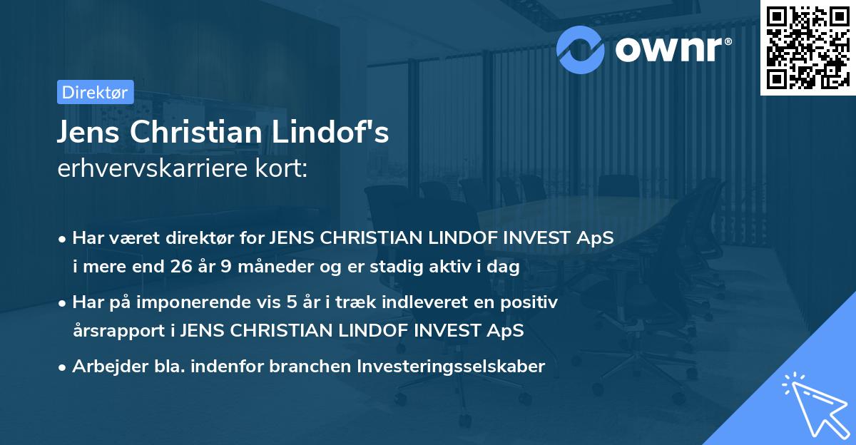 Jens Christian Lindof's erhvervskarriere kort