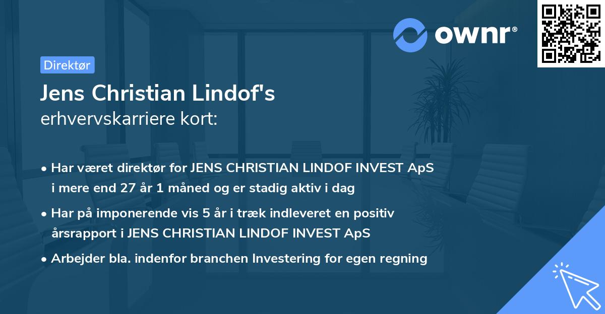 Jens Christian Lindof's erhvervskarriere kort