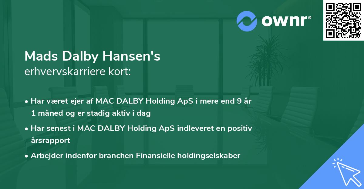 Mads Dalby Hansen's erhvervskarriere kort