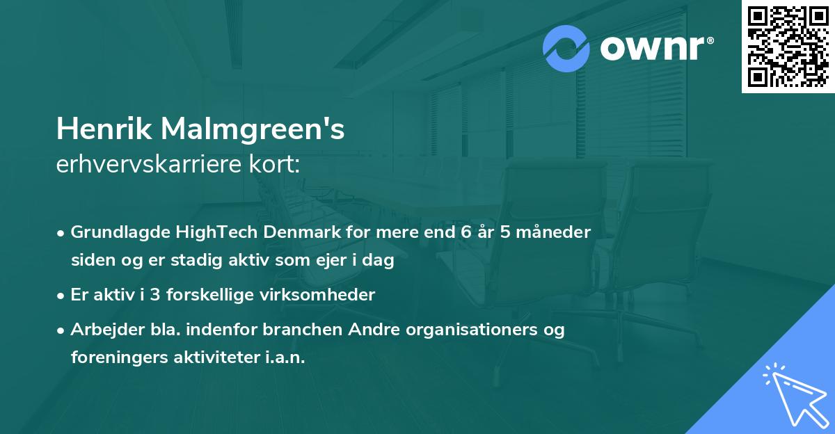 Henrik Malmgreen's erhvervskarriere kort
