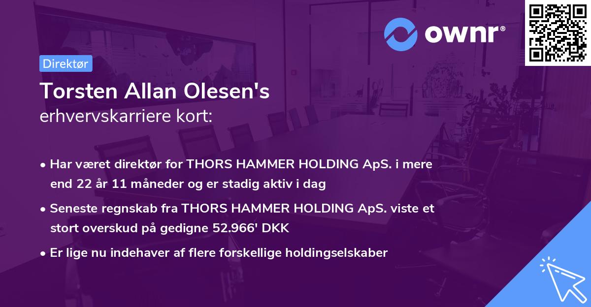 Torsten Allan Olesen's erhvervskarriere kort