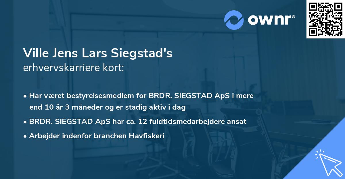 Ville Jens Lars Siegstad's erhvervskarriere kort