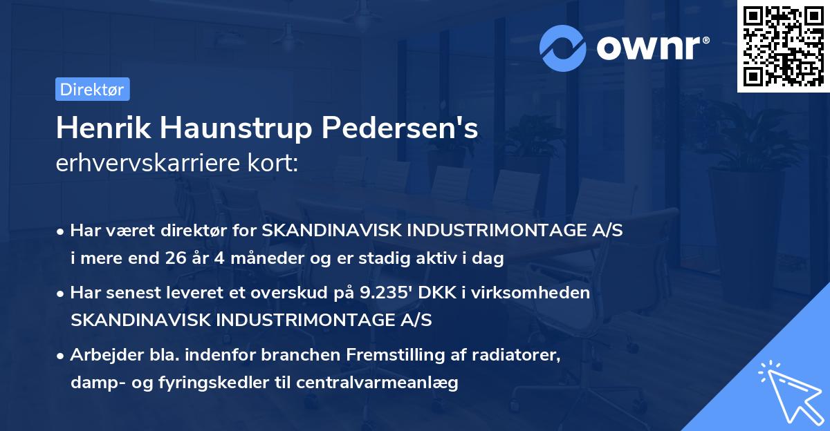 Henrik Haunstrup Pedersen's erhvervskarriere kort