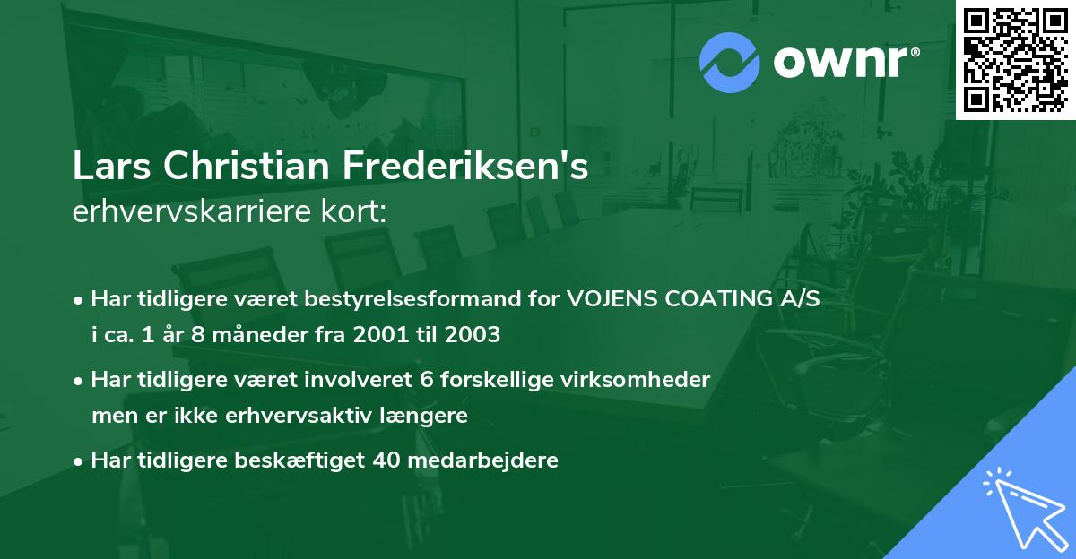 Lars Christian Frederiksen's erhvervskarriere kort