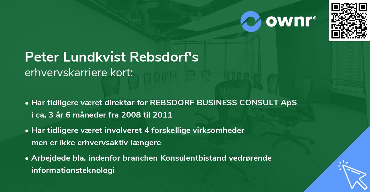 Peter Lundkvist Rebsdorf's erhvervskarriere kort