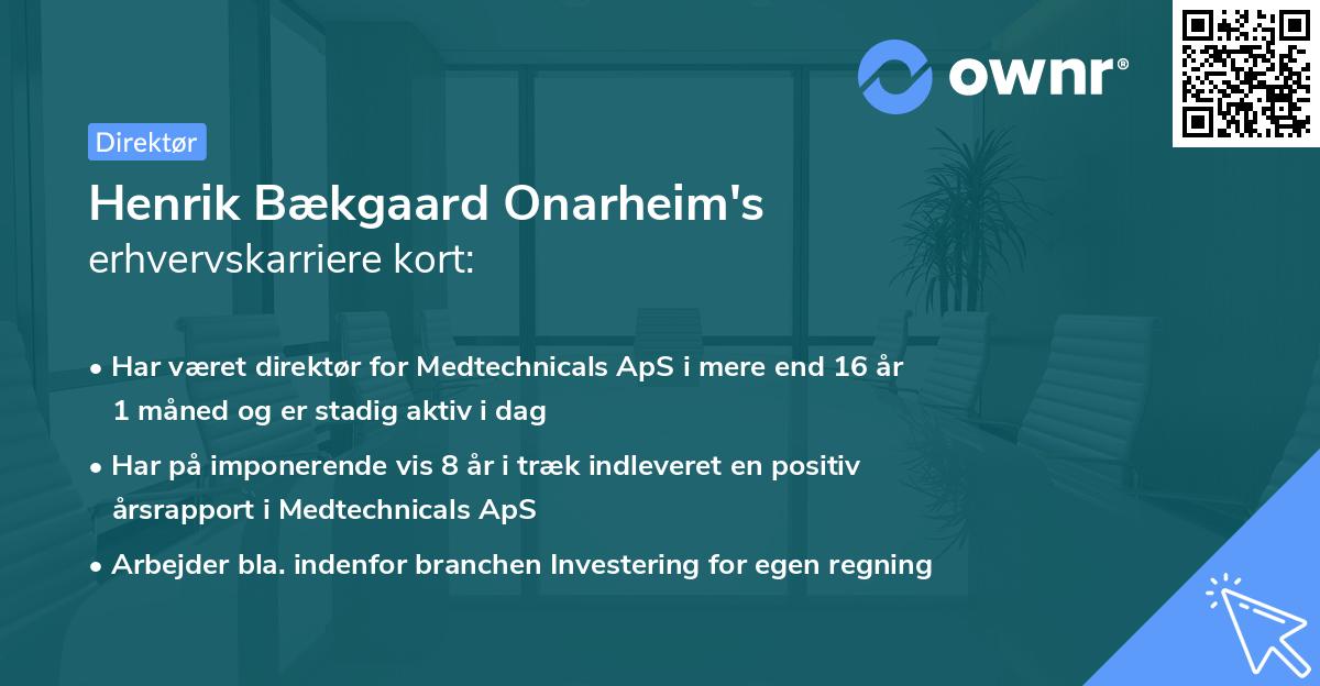 Henrik Bækgaard Onarheim's erhvervskarriere kort