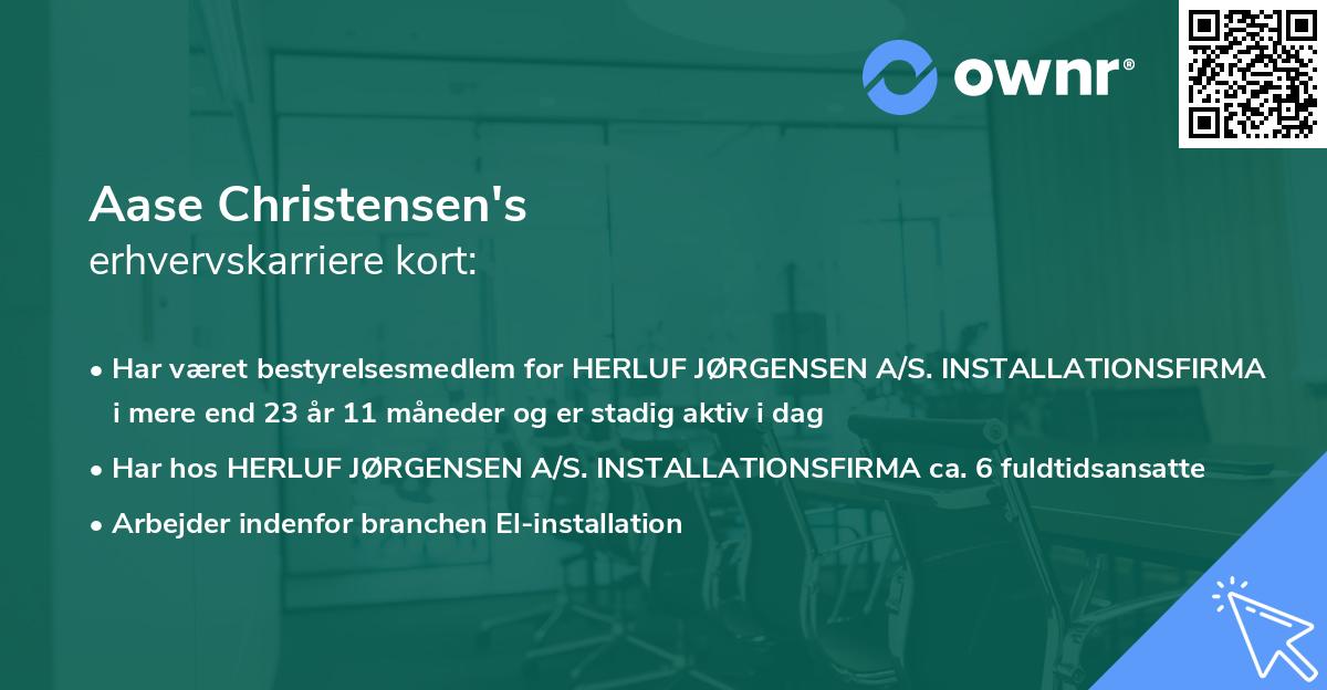Aase Christensen's erhvervskarriere kort