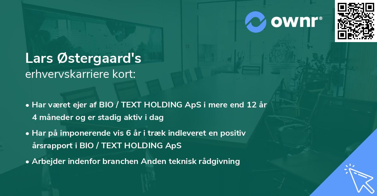 Lars Østergaard's erhvervskarriere kort