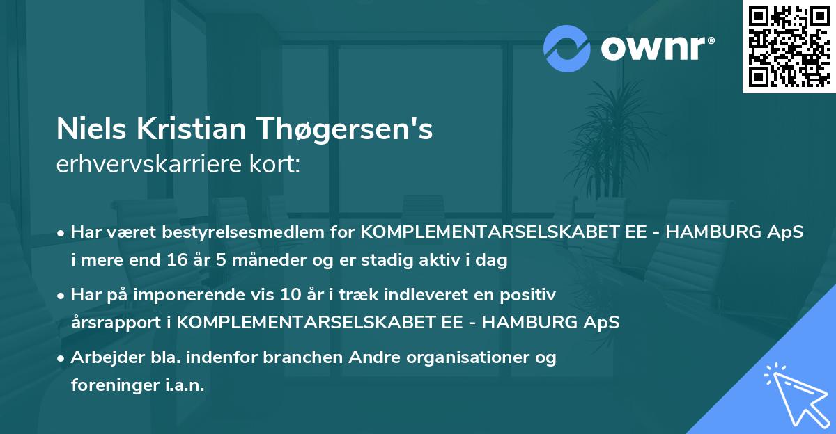 Niels Kristian Thøgersen's erhvervskarriere kort