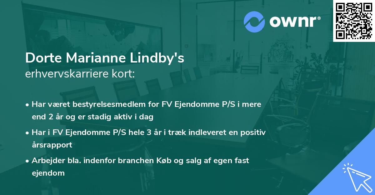 Dorte Marianne Lindby's erhvervskarriere kort