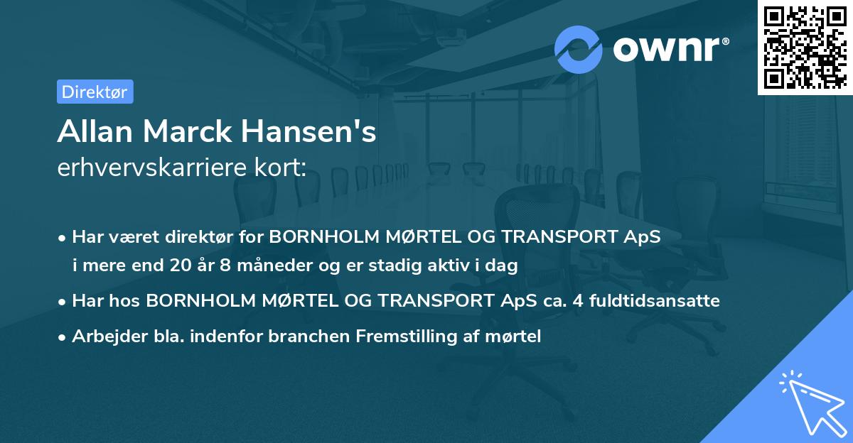 Allan Marck Hansen's erhvervskarriere kort