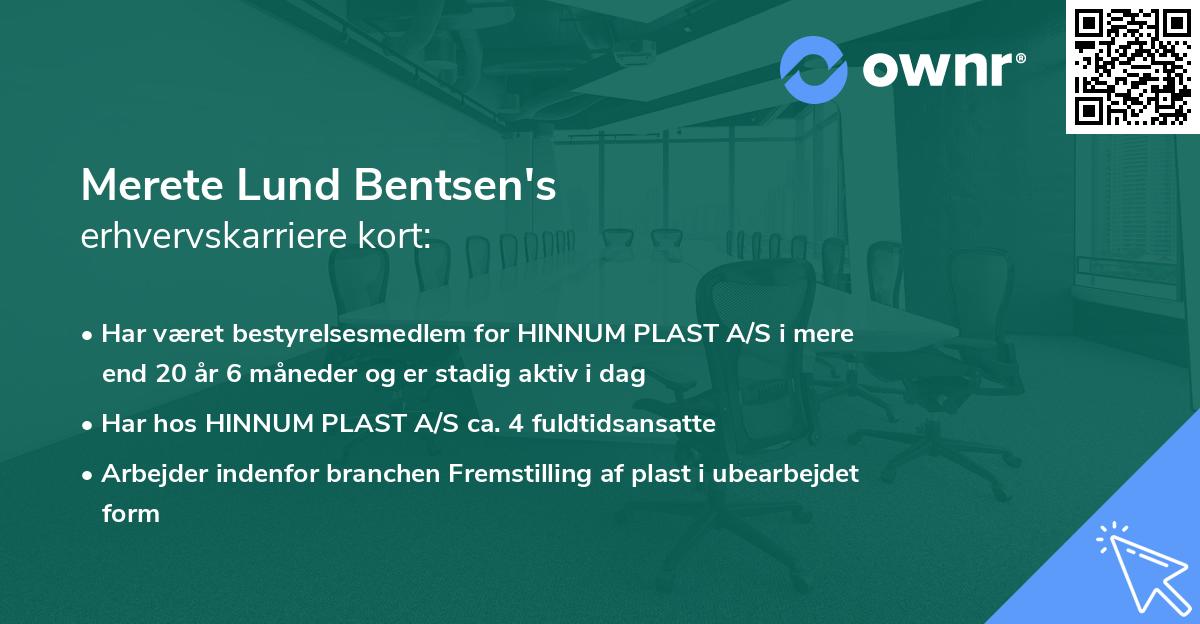 Merete Lund Bentsen's erhvervskarriere kort