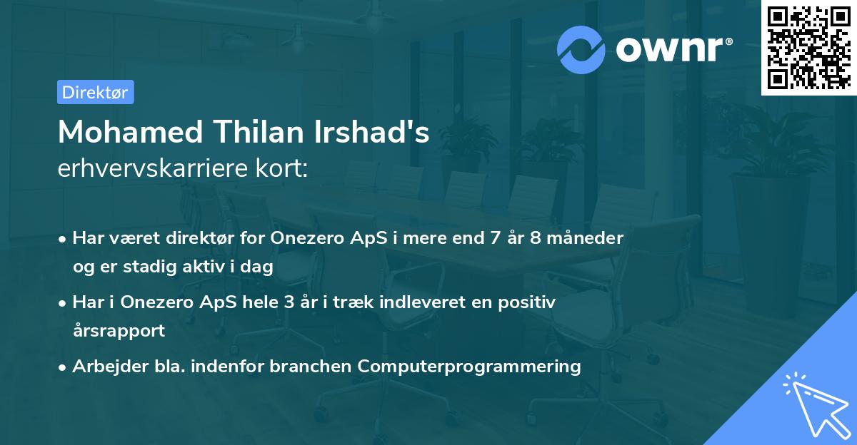 Mohamed Thilan Irshad's erhvervskarriere kort