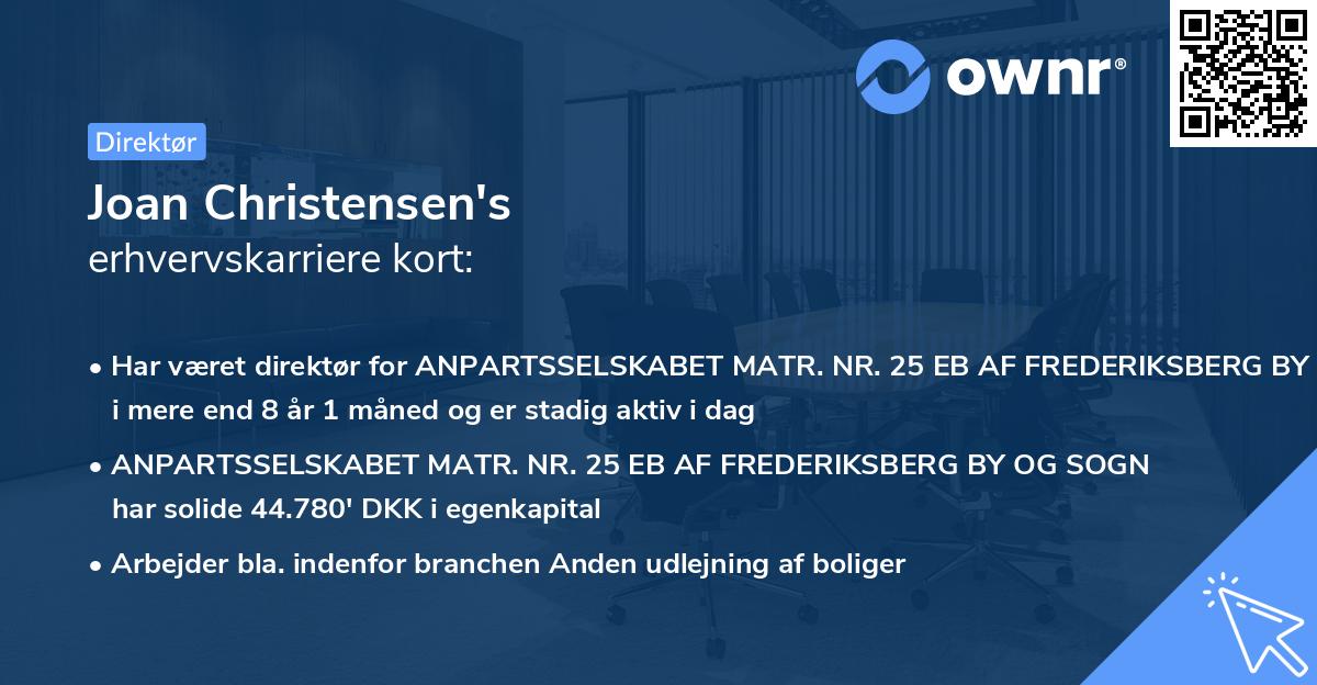 Joan Christensen's erhvervskarriere kort