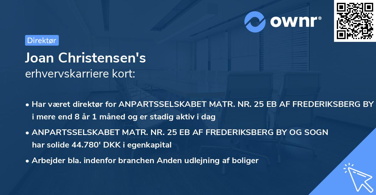 Joan Christensen's erhvervskarriere kort