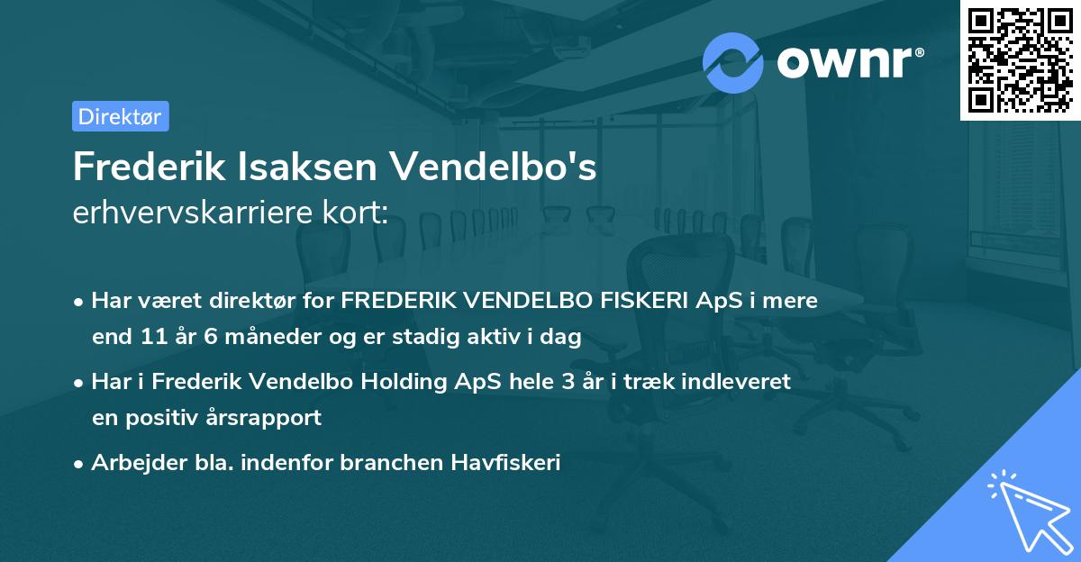 Frederik Isaksen Vendelbo's erhvervskarriere kort