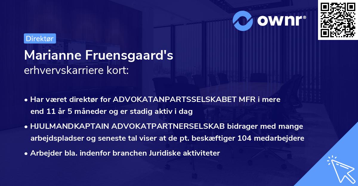 Marianne Fruensgaard's erhvervskarriere kort