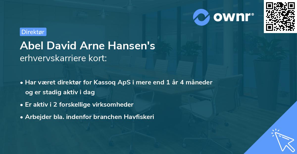 Abel David Arne Hansen's erhvervskarriere kort