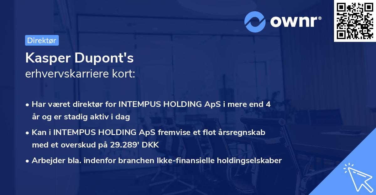 Kasper Dupont's erhvervskarriere kort