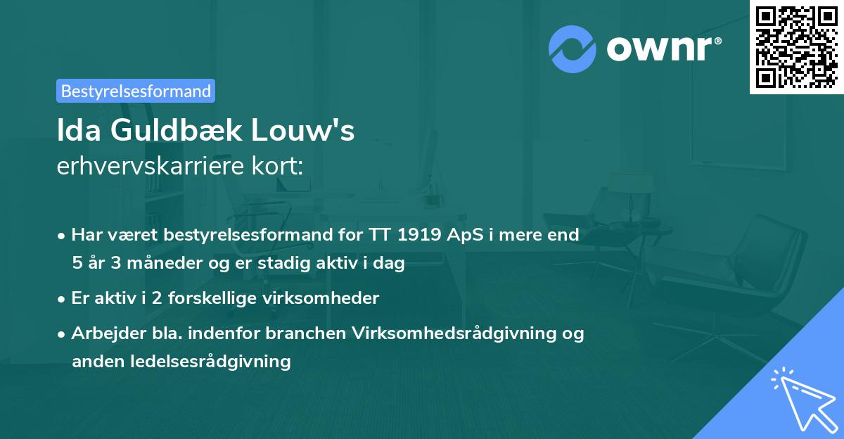 Ida Guldbæk Louw's erhvervskarriere kort
