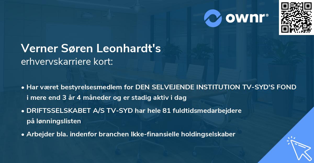 Verner Søren Leonhardt's erhvervskarriere kort