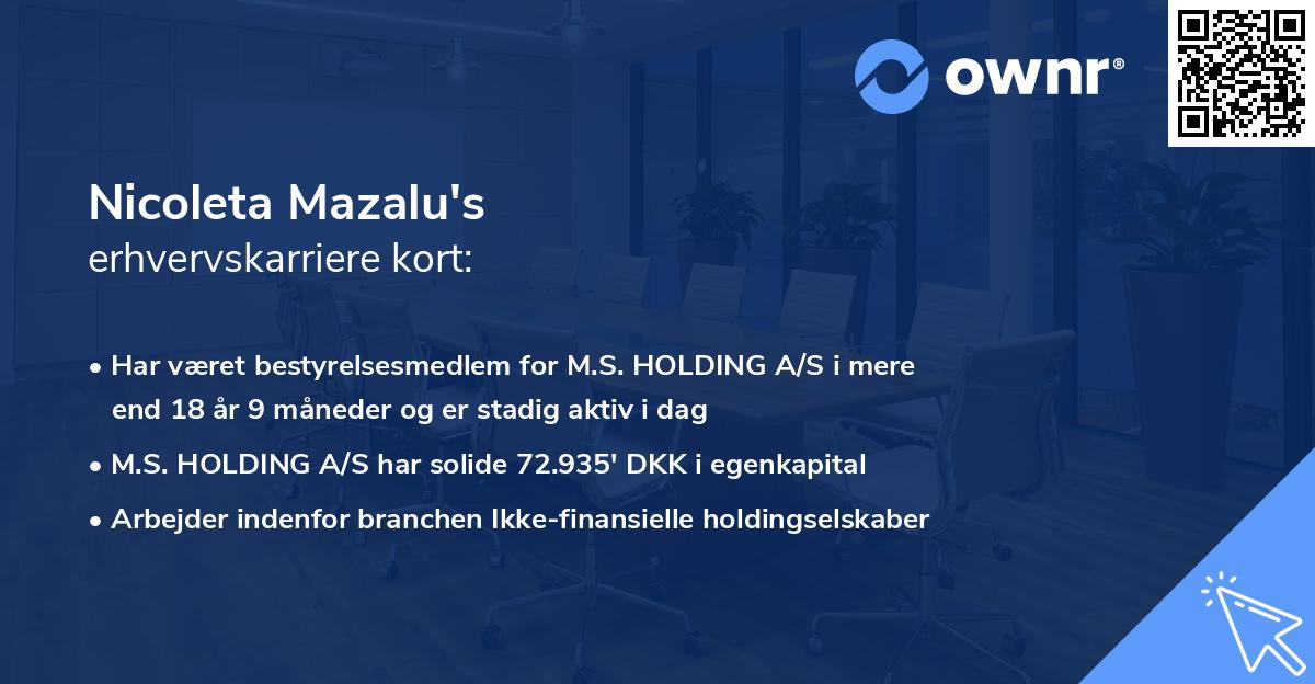 Nicoleta Mazalu's erhvervskarriere kort
