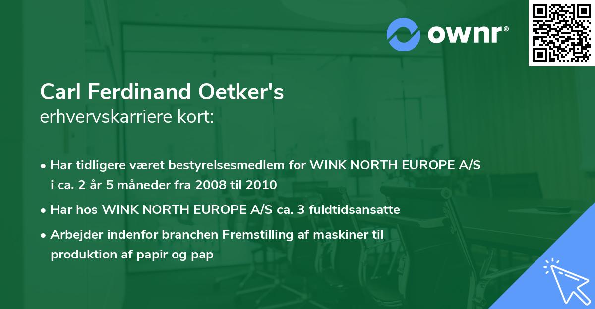 Carl Ferdinand Oetker's erhvervskarriere kort