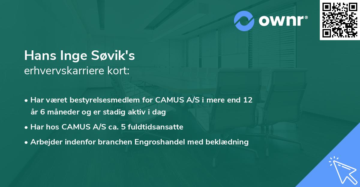 Hans Inge Søvik's erhvervskarriere kort