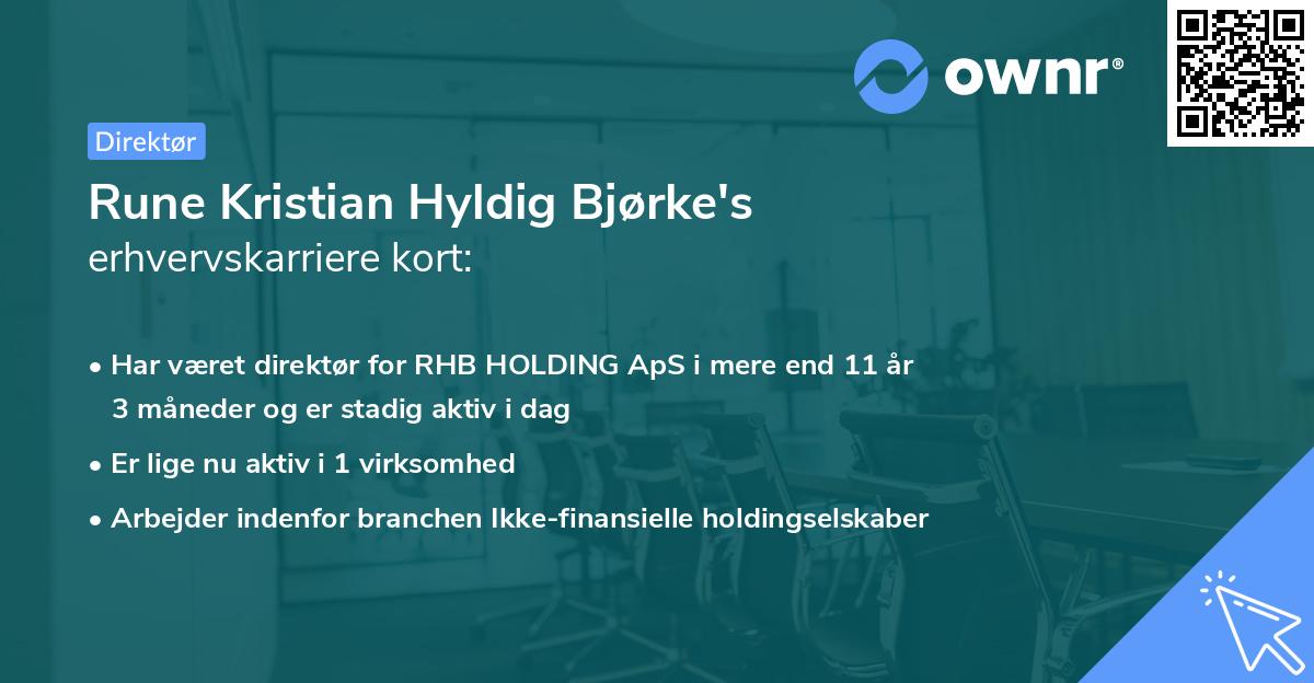 Rune Kristian Hyldig Bjørke's erhvervskarriere kort