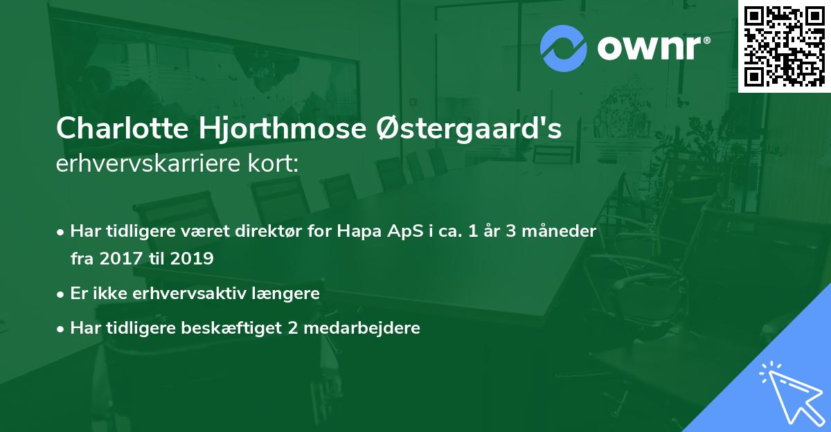Charlotte Hjorthmose Østergaard's erhvervskarriere kort