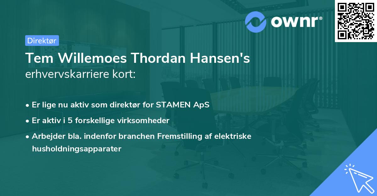 Tem Willemoes Thordan Hansen's erhvervskarriere kort