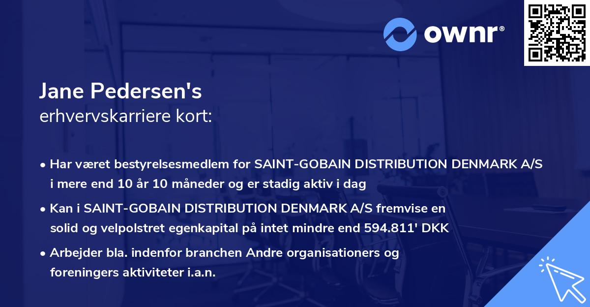 Jane Pedersen's erhvervskarriere kort