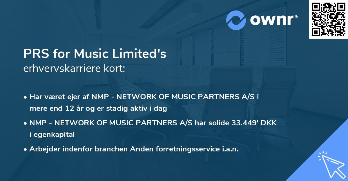 PRS for Music Limited's erhvervskarriere kort