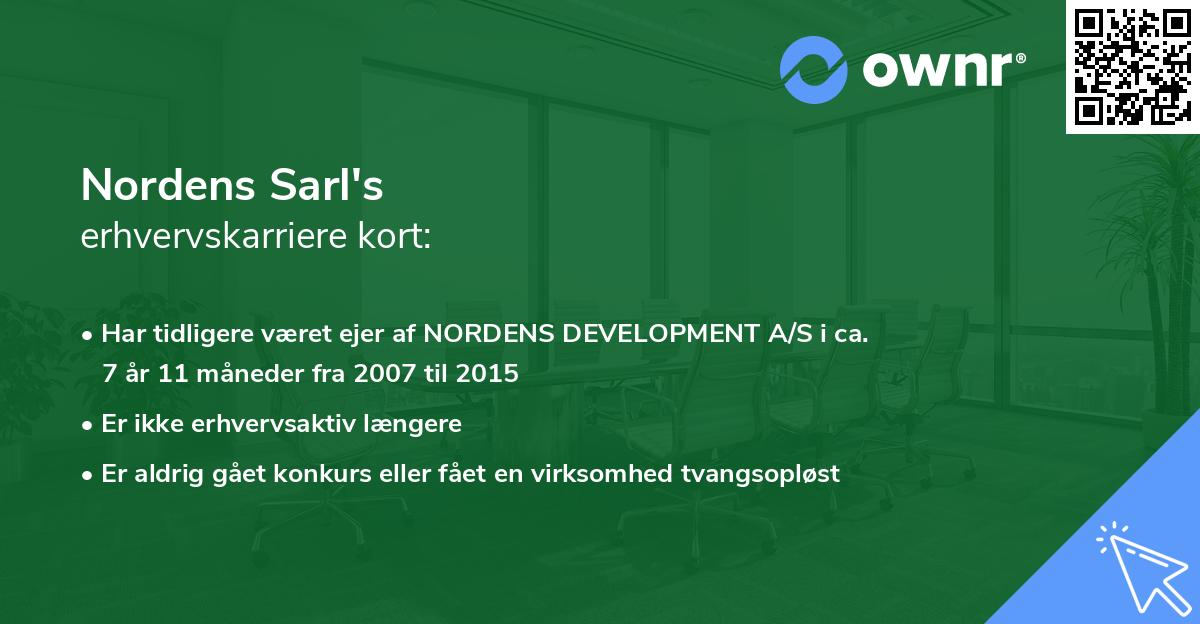 Nordens Sarl's erhvervskarriere kort