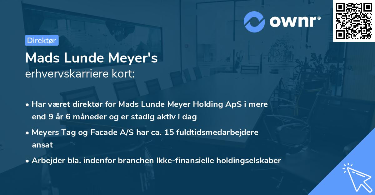 Mads Lunde Meyer's erhvervskarriere kort