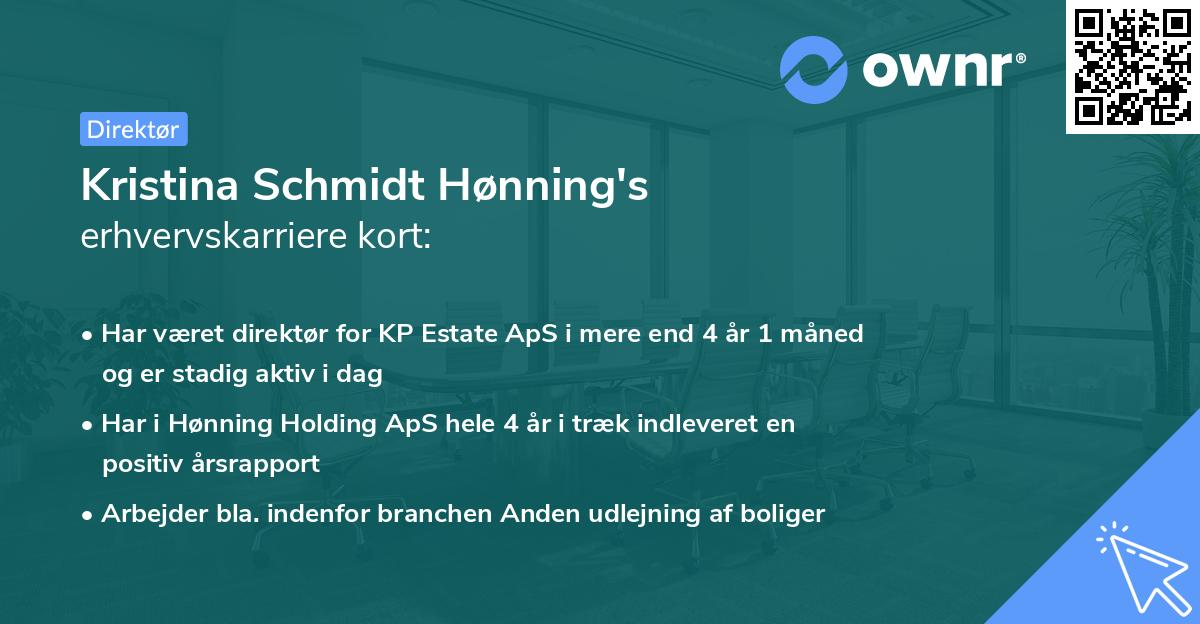 Kristina Schmidt Hønning's erhvervskarriere kort