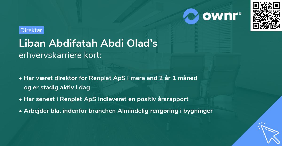 Liban Abdifatah Abdi Olad's erhvervskarriere kort