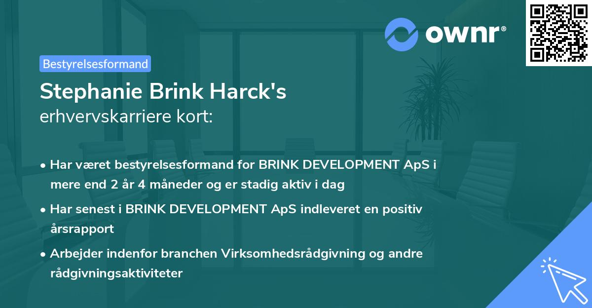 Stephanie Brink Harck's erhvervskarriere kort