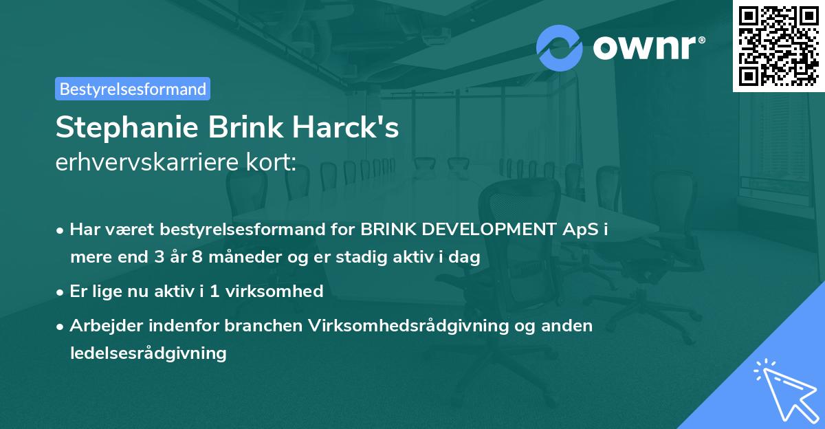Stephanie Brink Harck's erhvervskarriere kort
