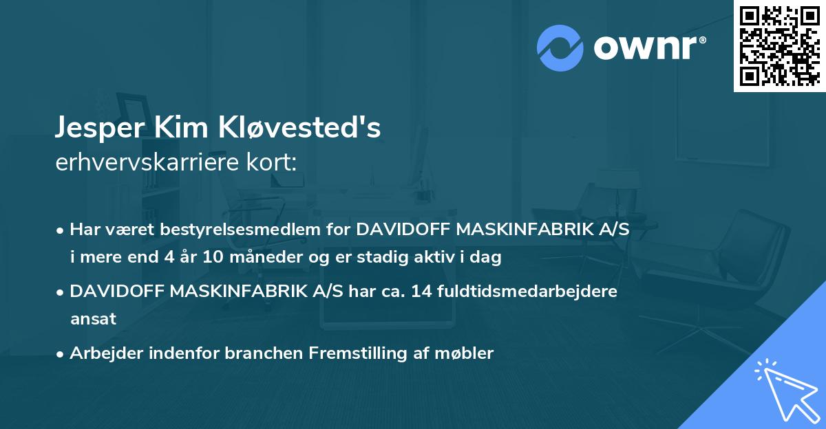Jesper Kim Kløvested's erhvervskarriere kort