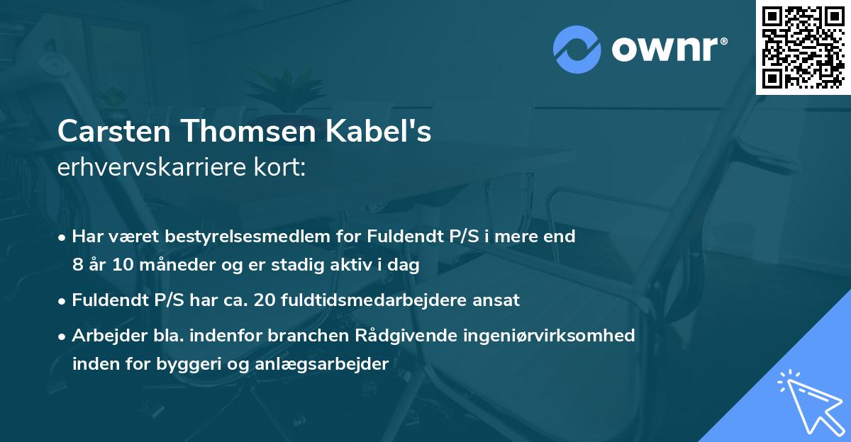 Carsten Thomsen Kabel's erhvervskarriere kort