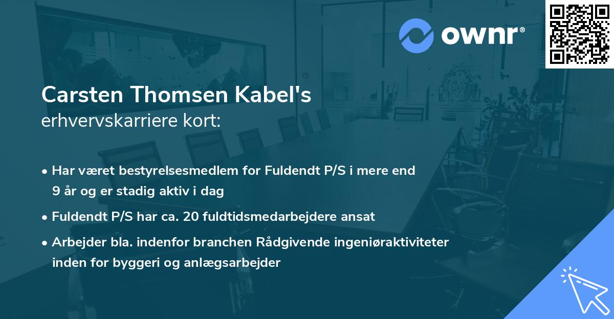 Carsten Thomsen Kabel's erhvervskarriere kort