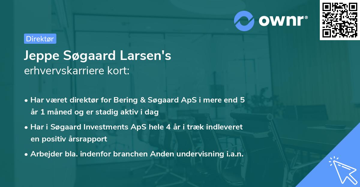 Jeppe Søgaard Larsen's erhvervskarriere kort